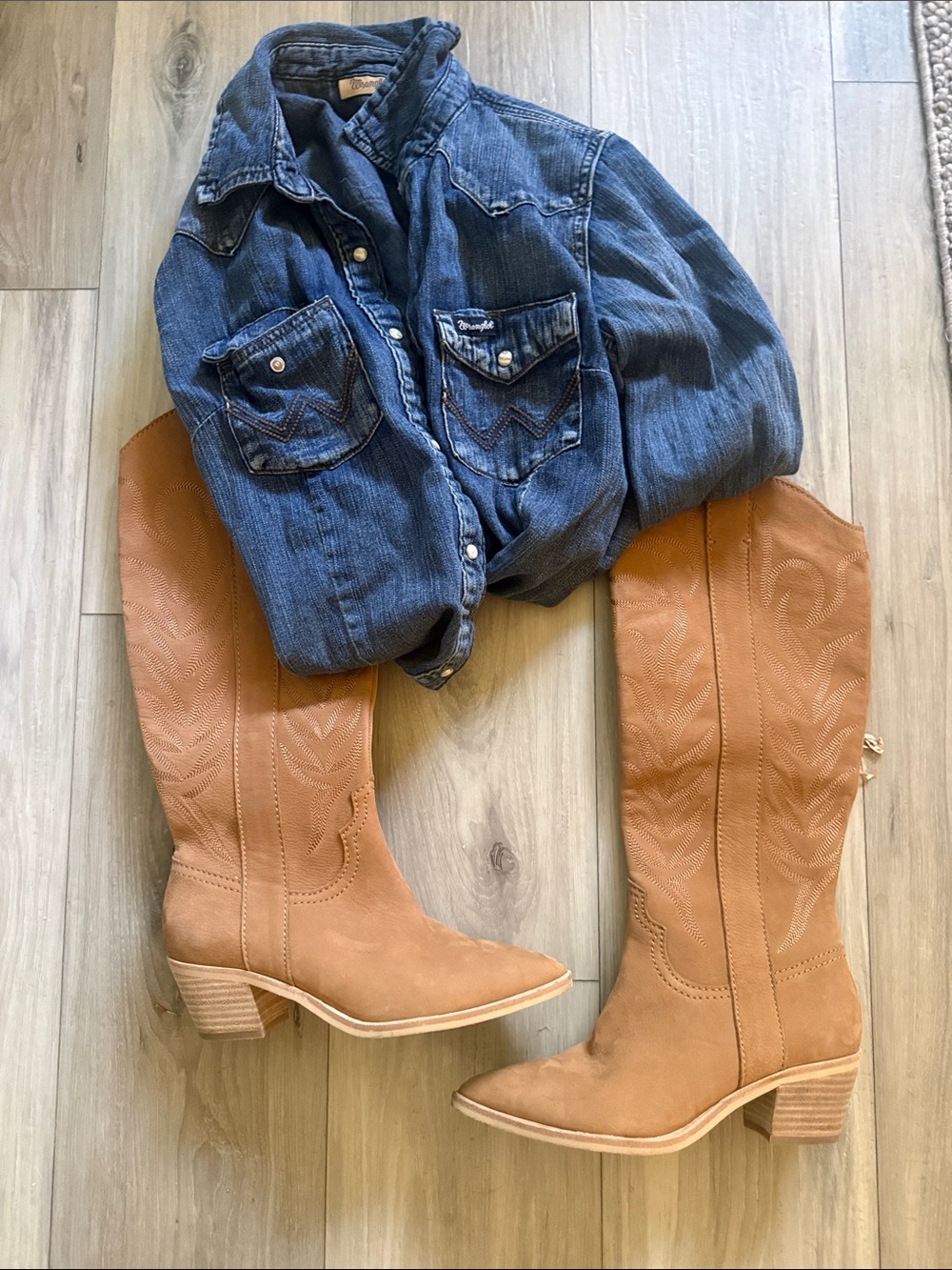 Dolce Vita Tan Suede Western Knee-High Boots worn once